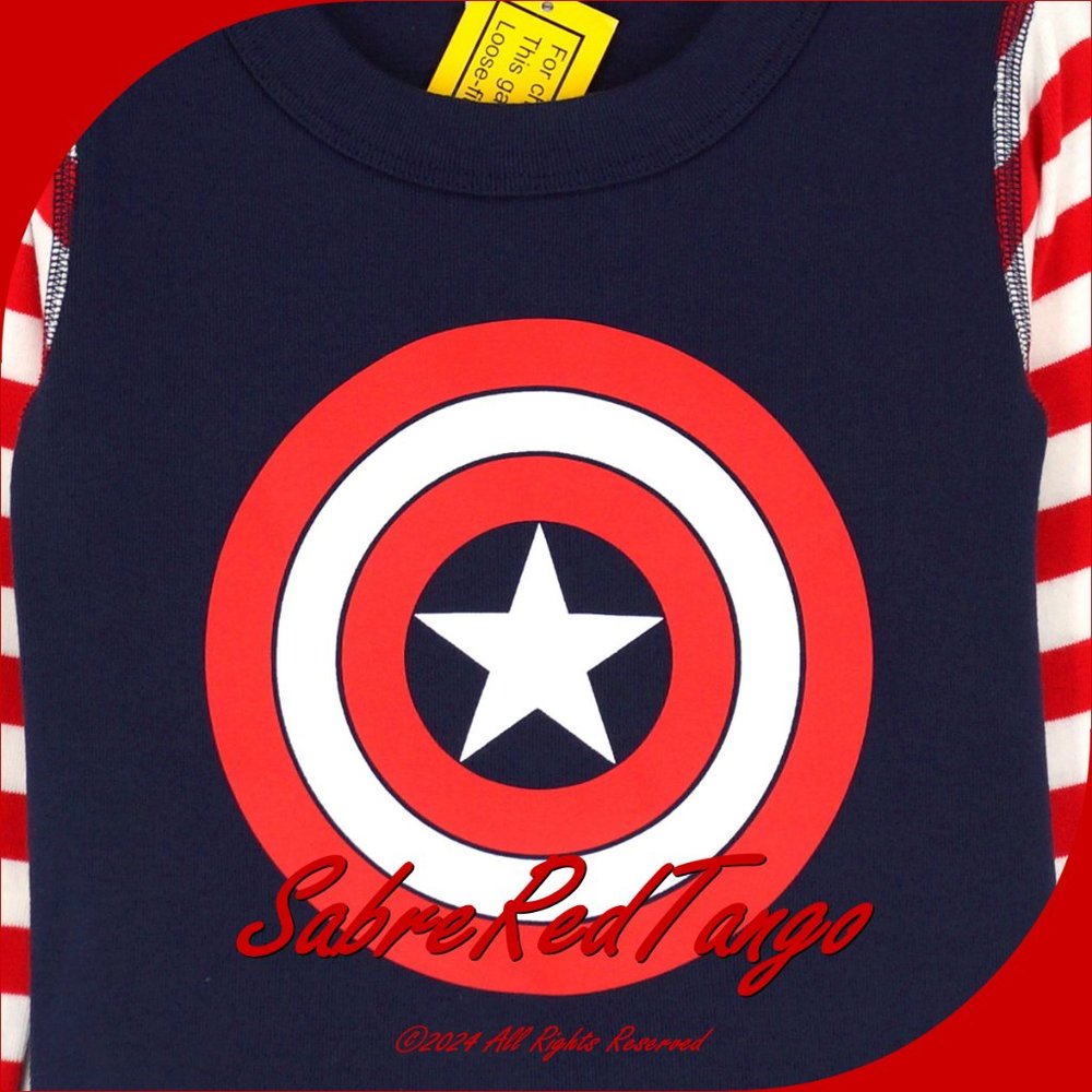 NWT Hanna Andersson Organic Long Johns Pajamas Marvel Captain America 150 12 - Picture 2 of 4